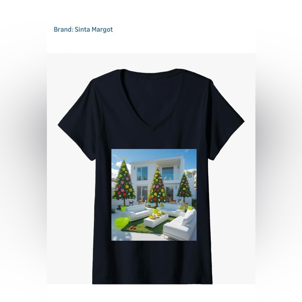 HANDCRAFTED digital art print Festive Holiday Outdoor Christmas Tree wall art - Picture 5 of 12